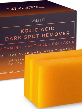 VALITIC Kojic Acid Dark Spot Remover Soap Bars with Vitamin C, Retinol, Collagen, Turmeric – Original Japanese Complex Infused with Hyaluronic Acid, Vitamin E, Shea Butter, Castile Olive Oil (2 Pack)