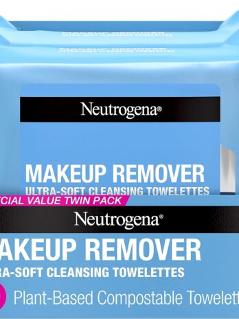 Neutrogena Makeup Remover Wipes, Daily Facial Cleanser Towelettes, Gently Cleanse and Remove Oil & Makeup, Alcohol-Free Makeup Wipes, 2 x 25 ct.