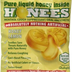 Honees Honey Lemon Cough Drops – 20-Piece, Pack of 12 Honey-Filled Lozenges | Temporary Relief from Cough | Soothes Sore Throat | All Natural